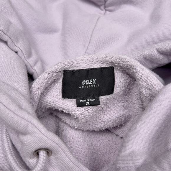 OBEY "Warp" Hooded Pullover Sweater (Lavender | Size XL) - Picture 3 of 4